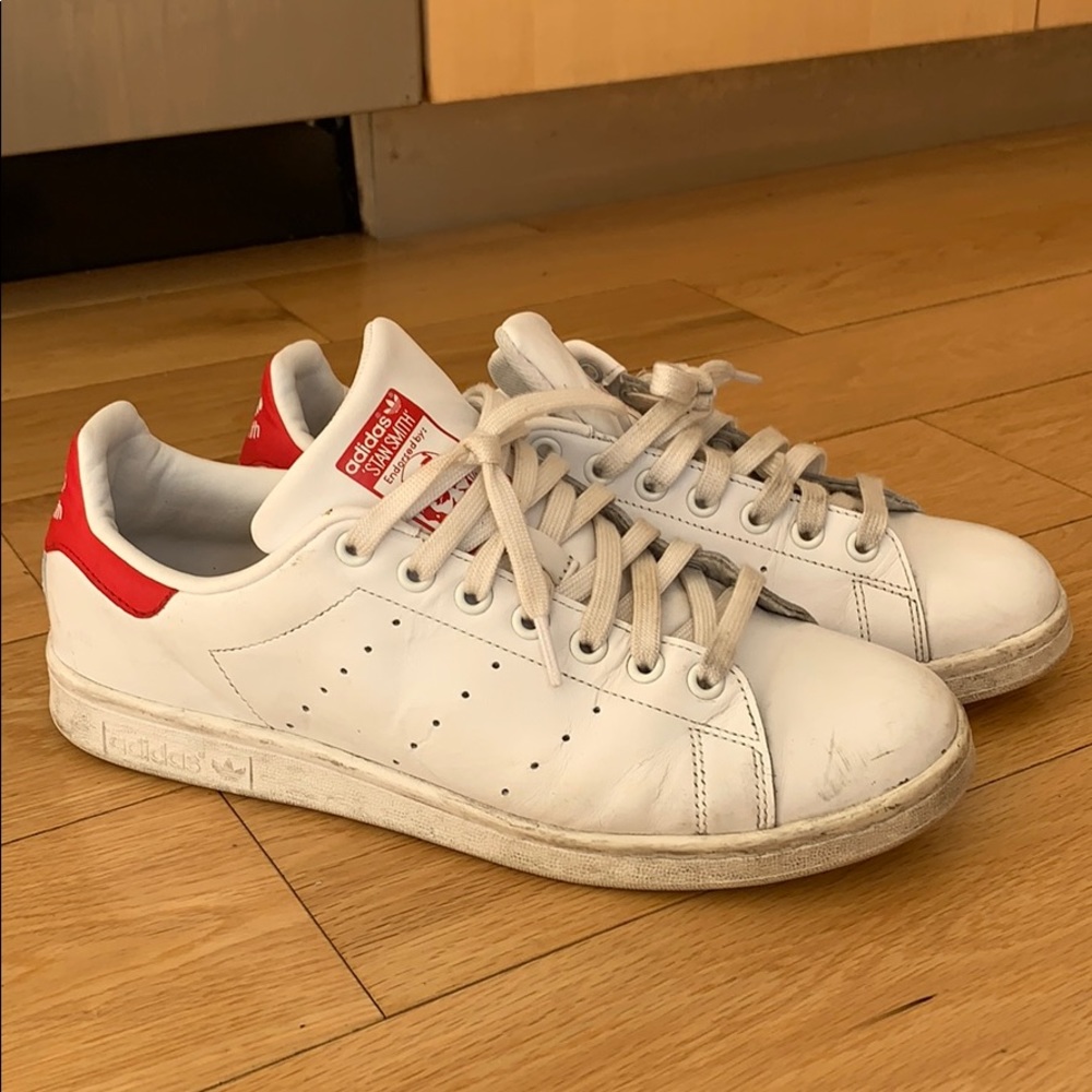 Adidas Stan Smith (white and red) size 9.5